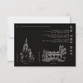Cartão de Programa de Detalhes de Casamento Preto