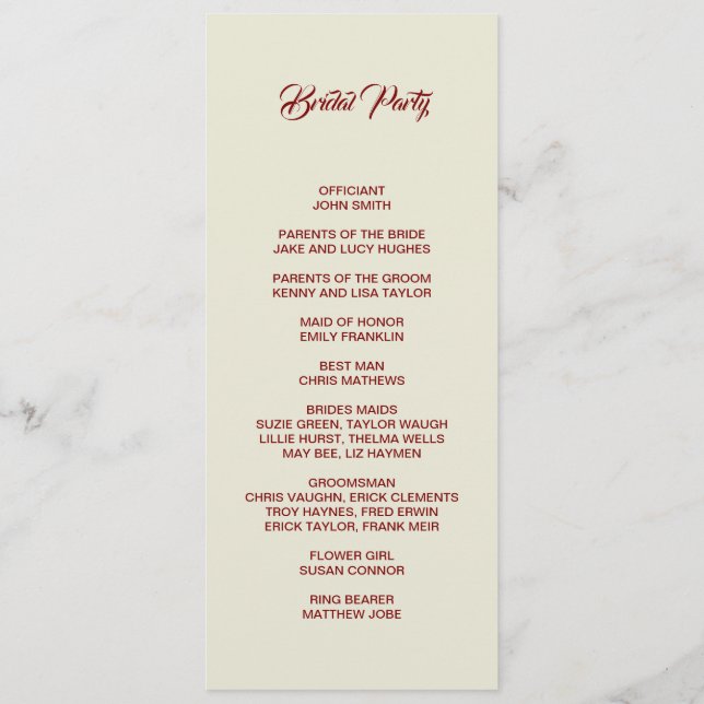 Cartão de programa de dupla face básico e elegante (Verso)