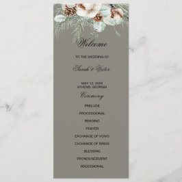 cartão de programa de dupla face floral Snowy Gree