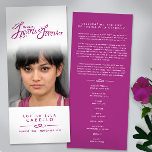 Cartão de programa de funeral fino com foto roxa b