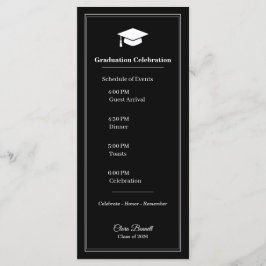 Cartão de Programa de Graduação Preto e Branco Mod