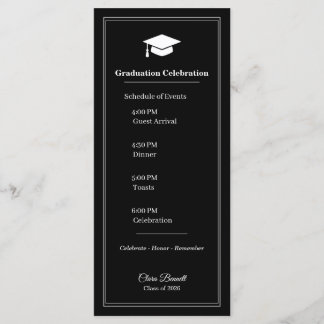 Cartão de Programa de Graduação Preto e Branco Mod