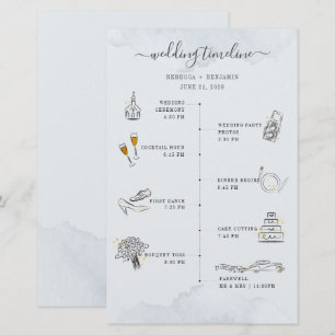 Cartão de Programa de Itinerário de Casamento Simp