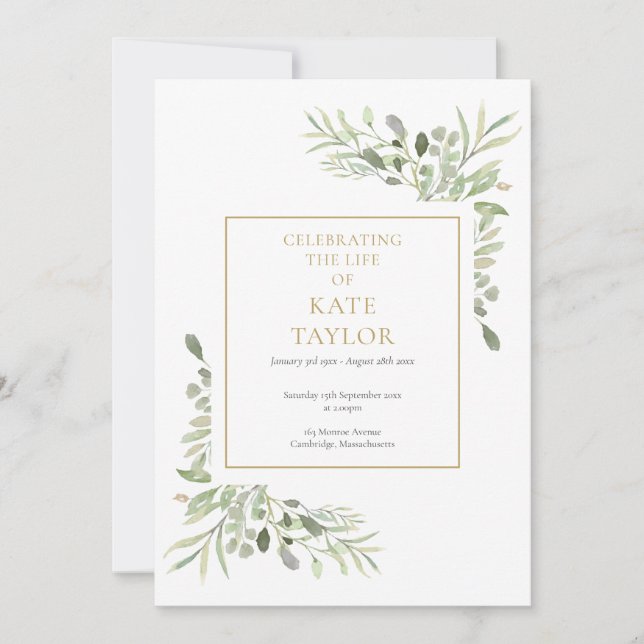 Cartão de Programa de Serviço Funeral de Verdura (Frente)