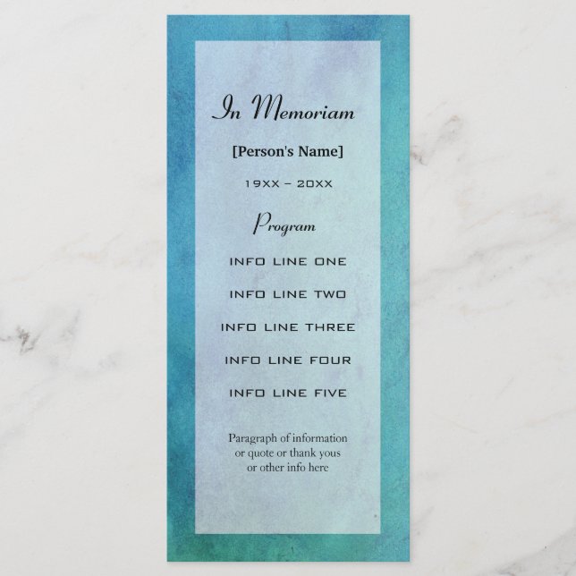 Cartão de programa de serviço memorial (Frente)
