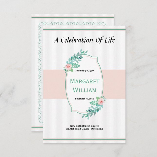 Cartão de programa fúnebre (Frente/Verso)