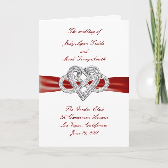 Cartão de programa vermelho do coração da (Frente)