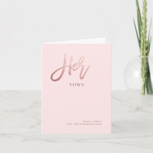 Cartão de Promessas DIY Cores Chic Falso Rose Gold (Frente)