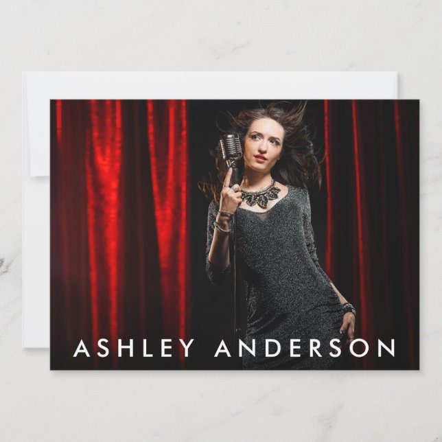 Cartão de Promo de Cheio de Cantor Musical - Foto  (Frente)