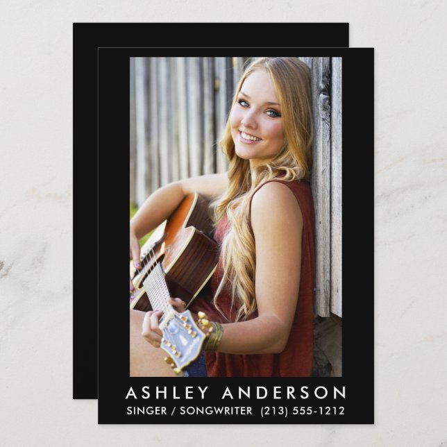 Cartão de Promoção de Foto para Cantores - Texto T (Frente/Verso)