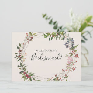 Cartão de Proposta Botânica de Bridesmaid Feriad