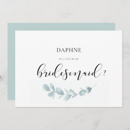 Cartão de proposta da Watercolor greenery Bridesma