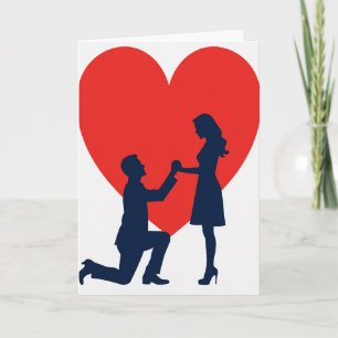 Cartão de Proposta de Amor em Papel Vermelho