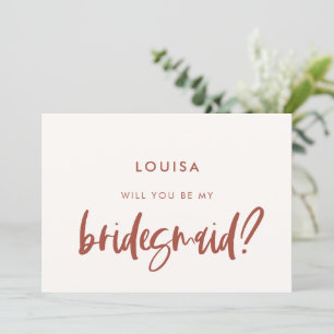 Cartão de proposta de Bridesmaid cor-de-rosa-neve