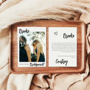 Cartão de Proposta de Bridesmaid de Foto Minimalis