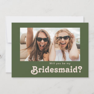 Cartão de Proposta de Bridesmaid de Foto Verde Ol