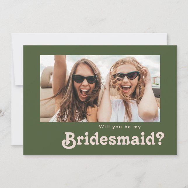 Cartão de Proposta de Bridesmaid de Foto Verde Ole (Frente)