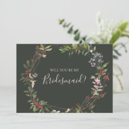 Cartão de Proposta de Bridesmaid Verde Botânica Ho