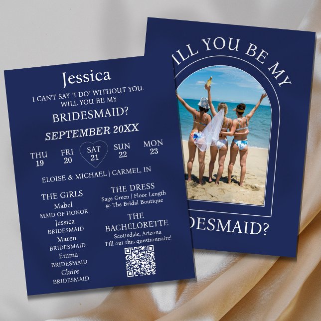 Cartão de Proposta de Dama de Honra com Foto (Pop the question to your bridal party with this Photo Will You Be My Bridesmaid Proposal Card! )