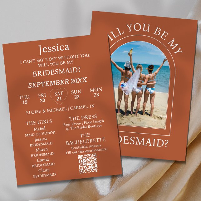 Cartão de Proposta de Dama de Honra com Foto (Pop the question to your bridal party with this Will You Be My Bridesmaid Proposal Letter!)