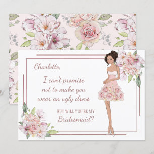 Cartão de Proposta de Dama de Honra Personalizado
