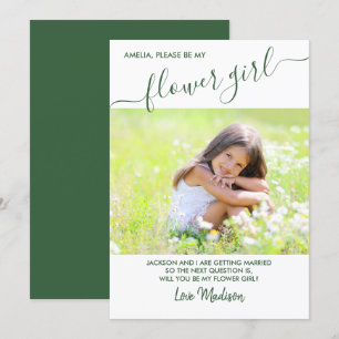 Cartão de Proposta de Foto Verde e Branco de Menin