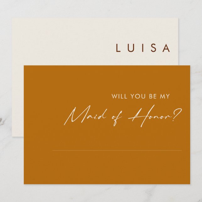 Cartão de Proposta de Madrinha de casamento Laranj (Frente/Verso)