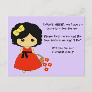 Cartão de Proposta de Menina de Flores - Cabelo Pr