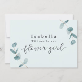 Cartão de Proposta de Menina de Flores com Folhas