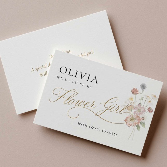 Cartão de Proposta de Menina de Flores Wildflower (Wildflower Flower Girl Proposal Card)