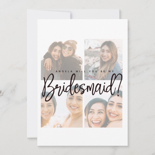 Cartão de proposta de noiva desbotada com colagem  (Frente)