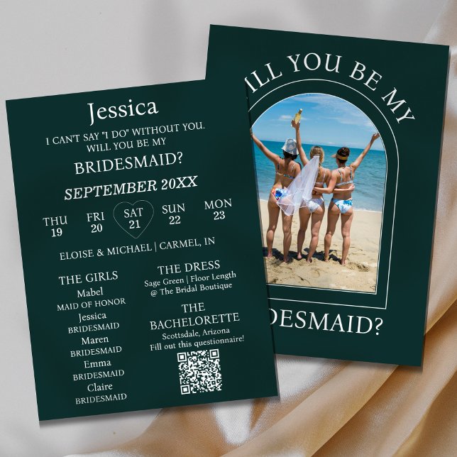Cartão de Proposta de Padrinho com Foto Será que V (Pop the question to your bridal party with this Photo Will You Be My Bridesmaid Proposal Card! )
