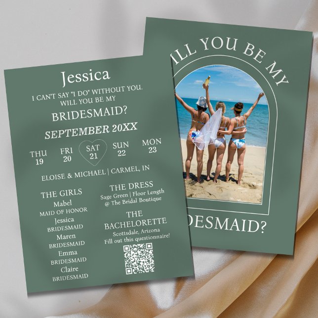Cartão de Proposta de Padrinho com Foto Você Será  (Pop the question to your bridal party with this Photo Will You Be My Bridesmaid Proposal Card! )