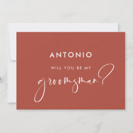Cartão de proposta de padrinho de terracota modern