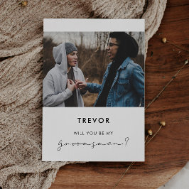 Cartão de proposta de padrinho minimalista manuscr