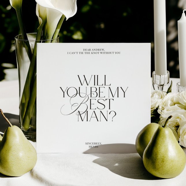 Cartão de Proposta de Padrinho Moderno Clássico (Modern Classic Best Man Proposal Card)