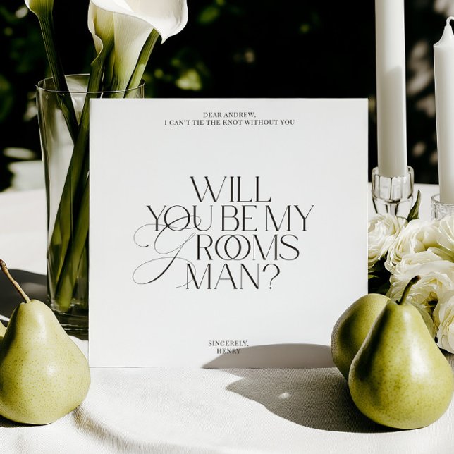 Cartão de Proposta de Padrinho Moderno Clássico (Modern Classic Groomsman Proposal Card)
