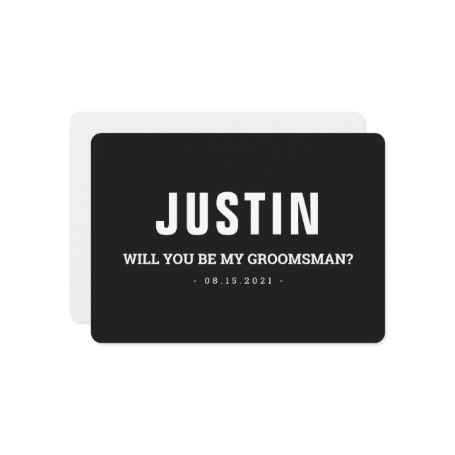 Cartão de Proposta de Padrinho Moderno Preto e Bra (Frente/Verso In Situ)