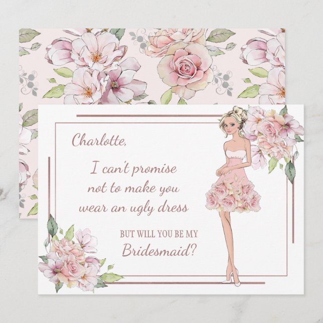 Cartão de Proposta de Padrinho Personalizado para  (Frente/Verso)