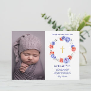 Cartão de Proposta de Padrinhos com Foto e Coroa F