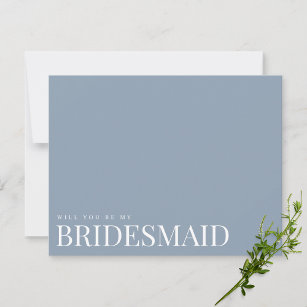 Cartão de Proposta Elegante Azul Bridesmaid