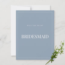 Cartão de Proposta Elegante Azul Bridesmaid