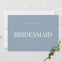 Cartão de Proposta Elegante Azul Bridesmaid