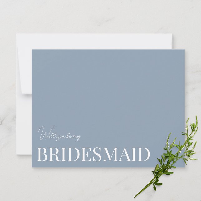 Cartão de Proposta Elegante Azul Bridesmaid (Criador carregado)