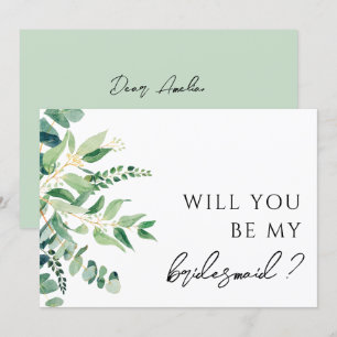 Cartão de Proposta Eucalyptus Greenery Bridesmaid