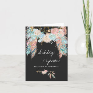 Cartão de Proposta Madrinha   Boho Dreamcatcher