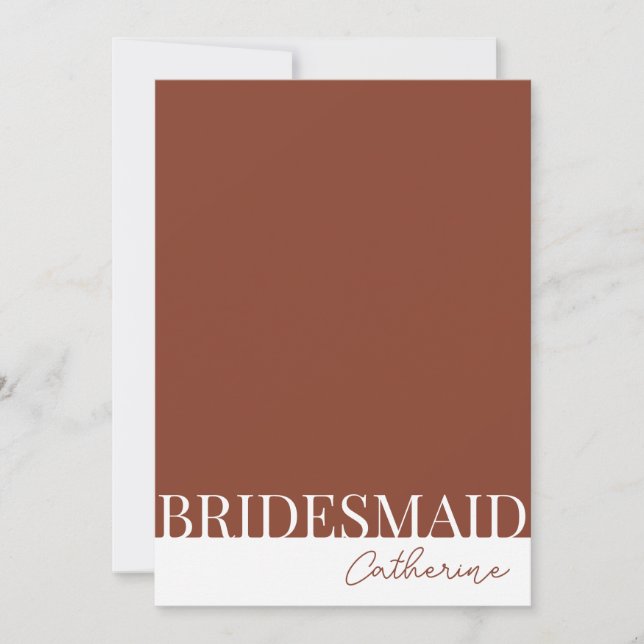 Cartão de Proposta Moderno Detalhado de Bridesmaid (Frente)