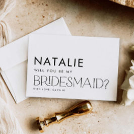 Cartão de Proposta Moderno Mínimo de Bridesmaid