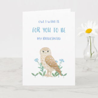 Cartão de Proposta Owl Bridesmaid