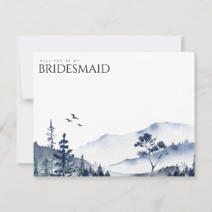 Cartão de Proposta Rustic Mountain Boho Bridesmaid